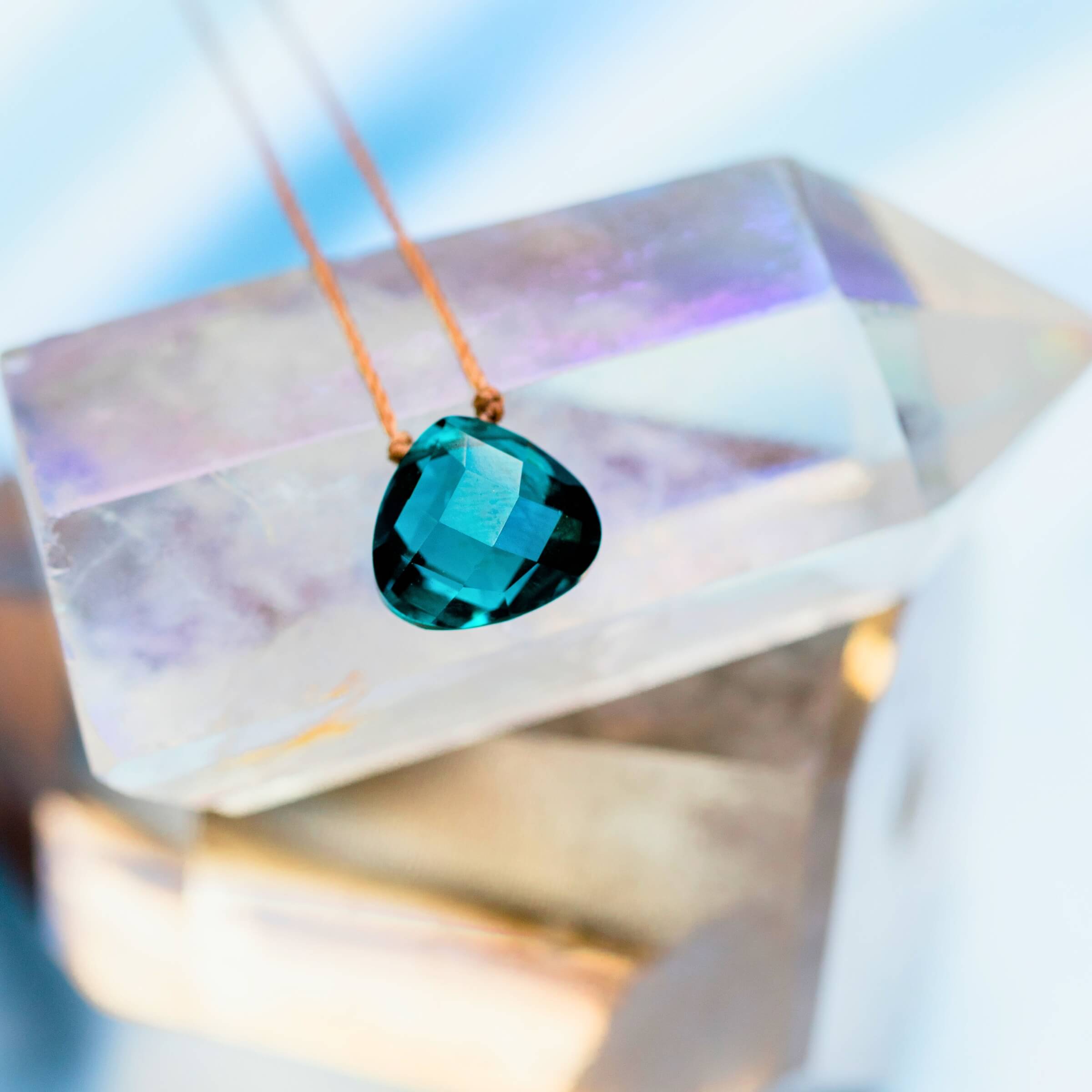 Peacock Blue Crystal Soul Shine Necklace for Dream