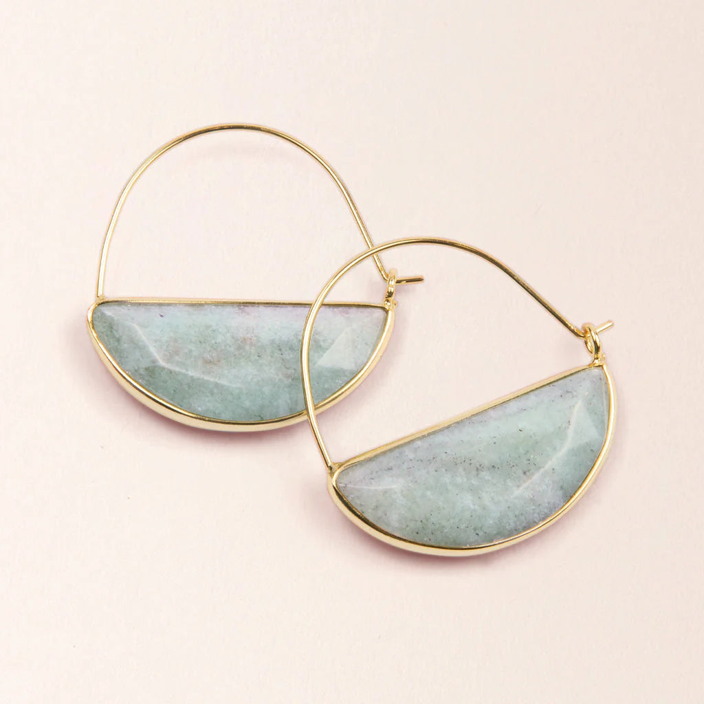 Stone Prism Hoop Earrings