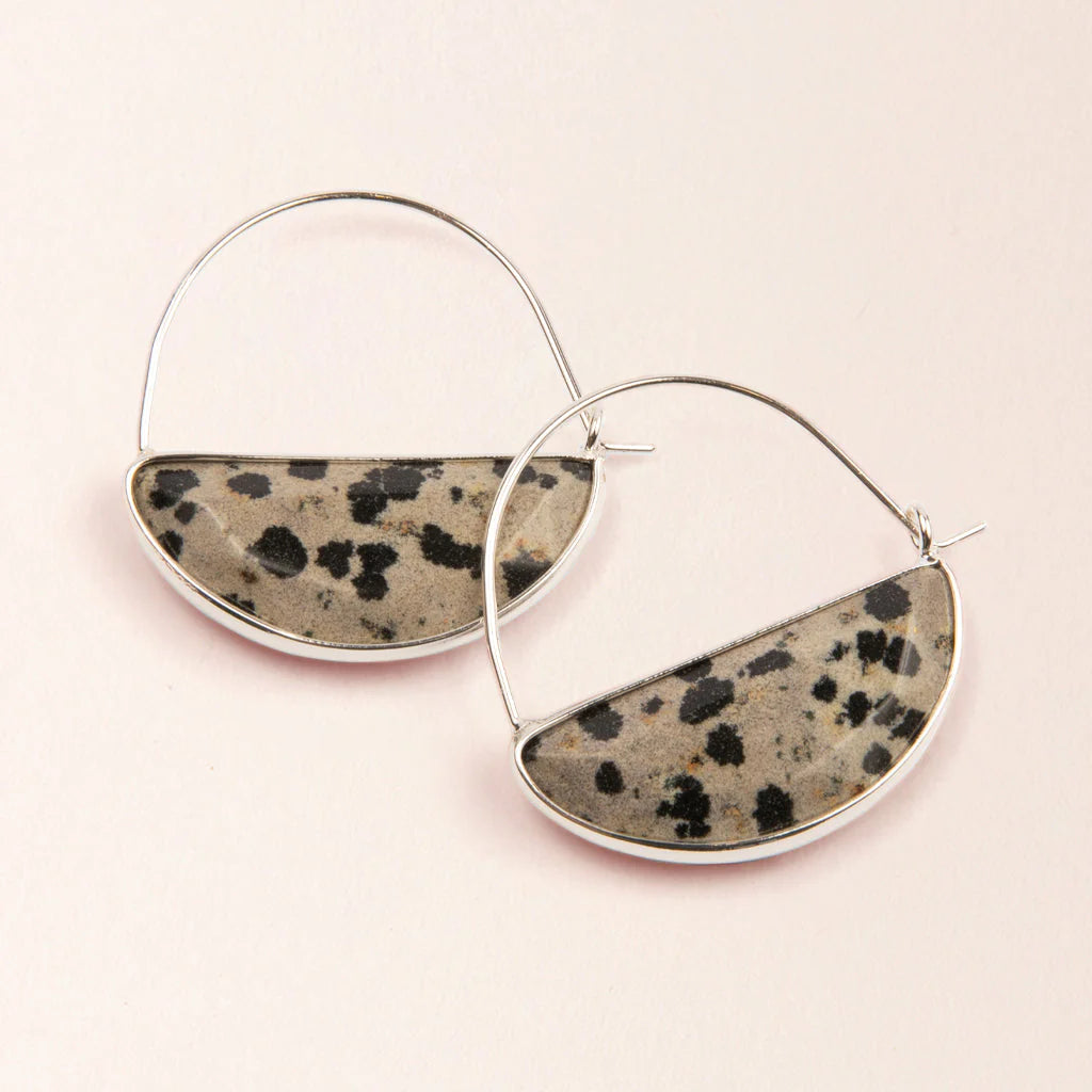 Stone Prism Hoop Earrings