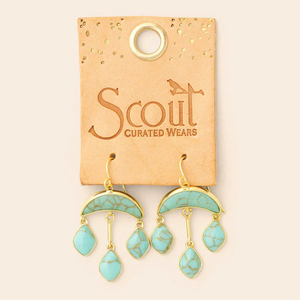 Stone Crescent Drop Earring
