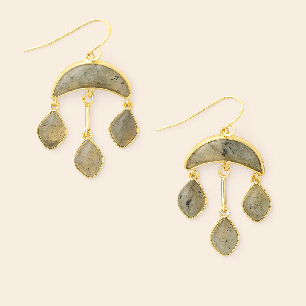Stone Crescent Drop Earring