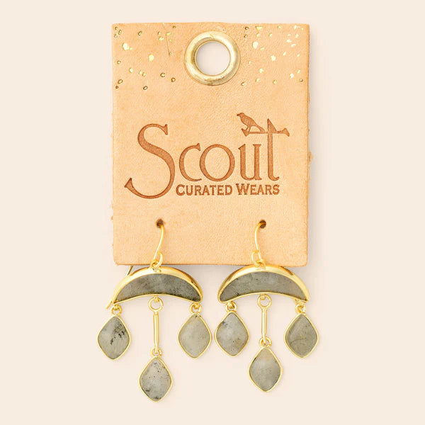 Stone Crescent Drop Earring