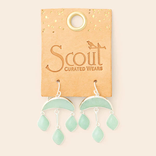 Stone Crescent Drop Earring