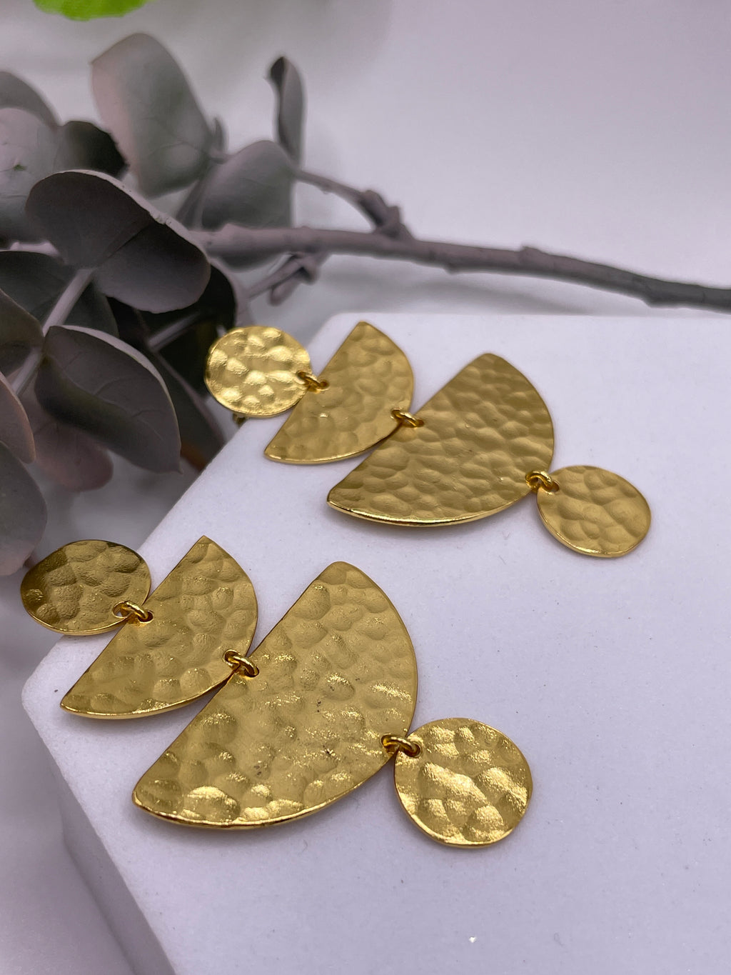 Hammered Moon Phase Earring