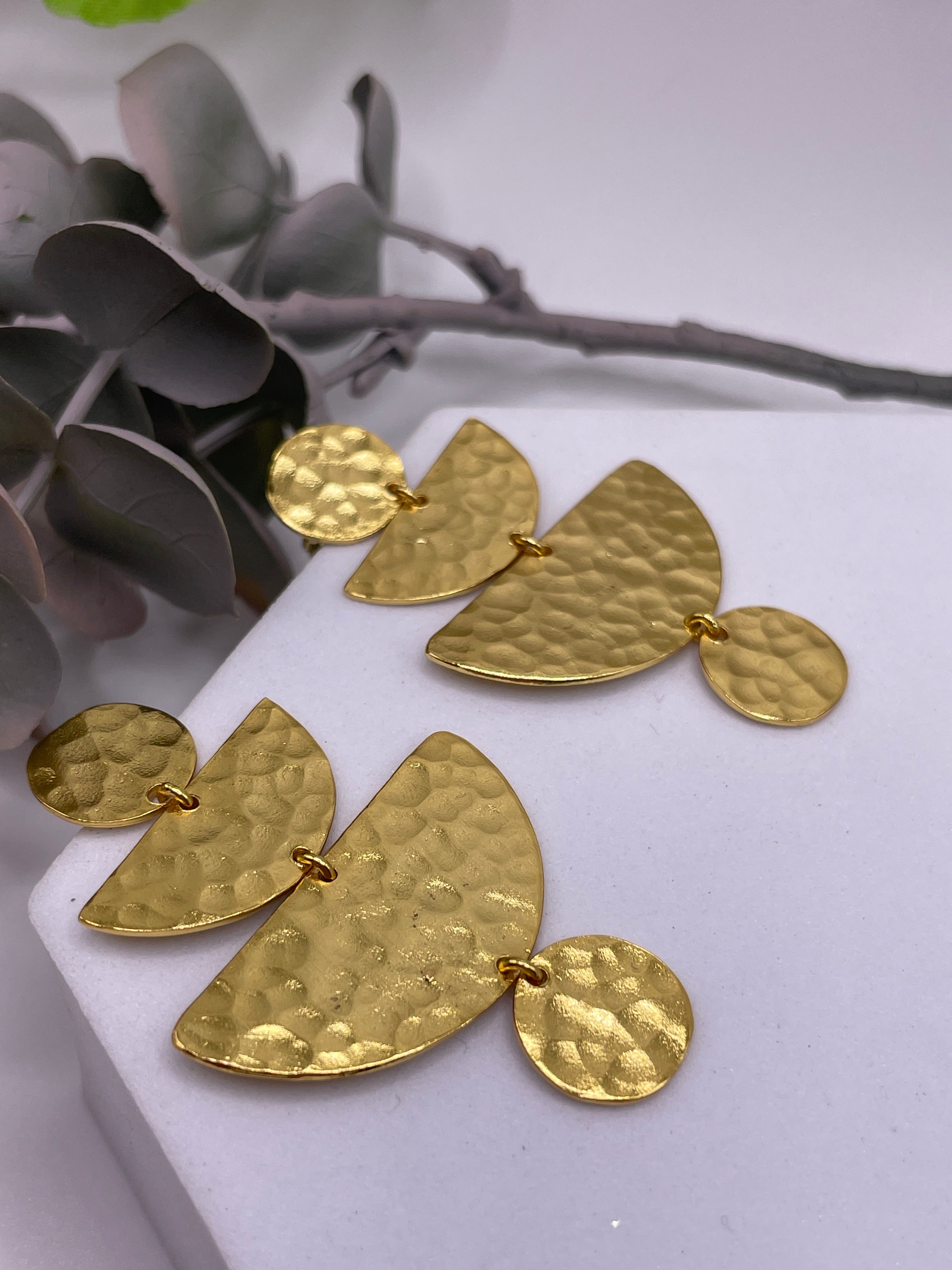 Hammered Moon Phase Earring