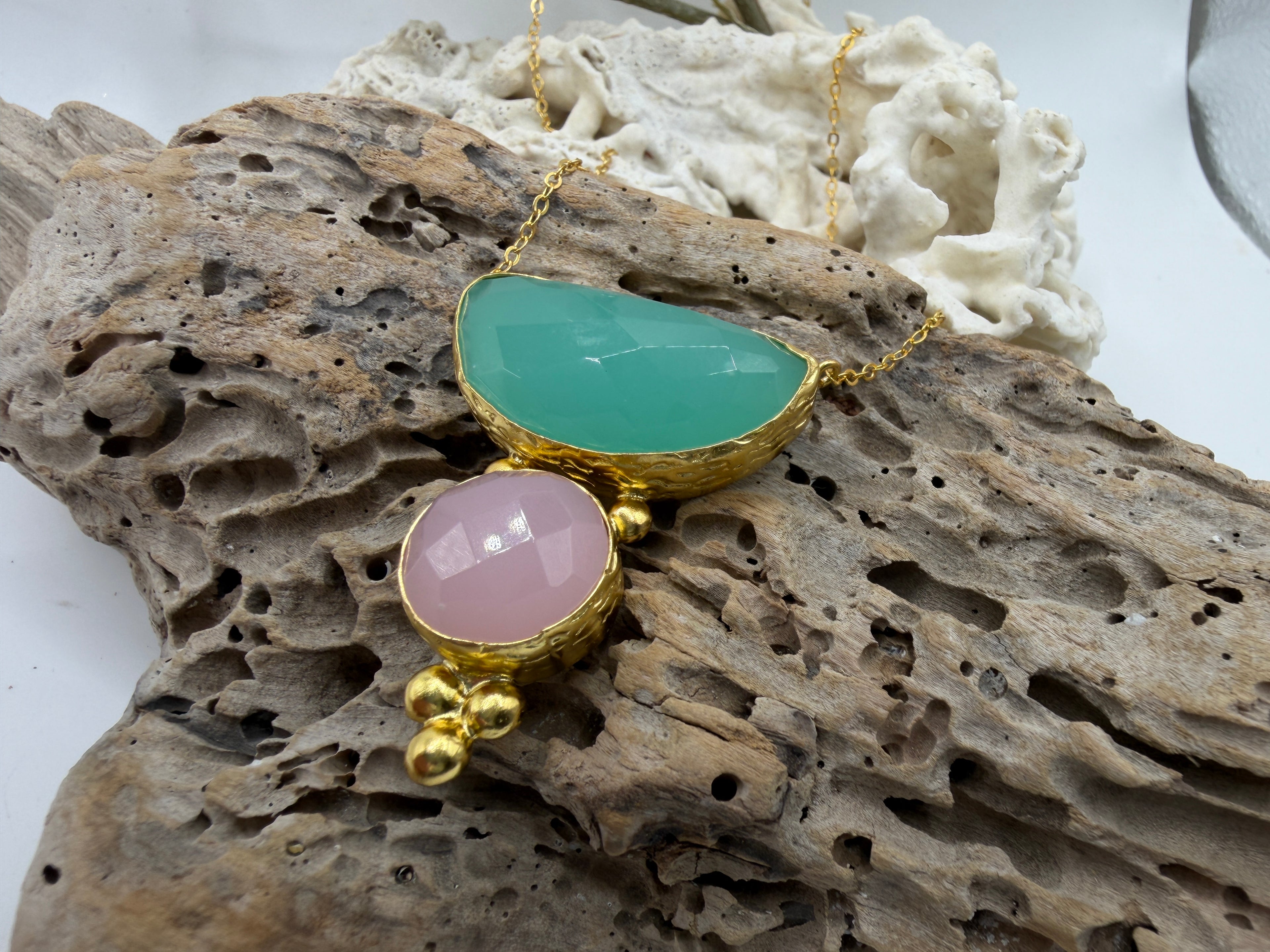 Double Stone Halfmoon Necklace