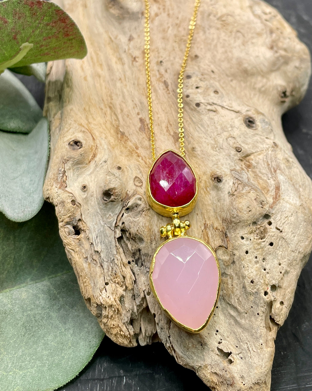 Double Teardrop Ruby Necklace