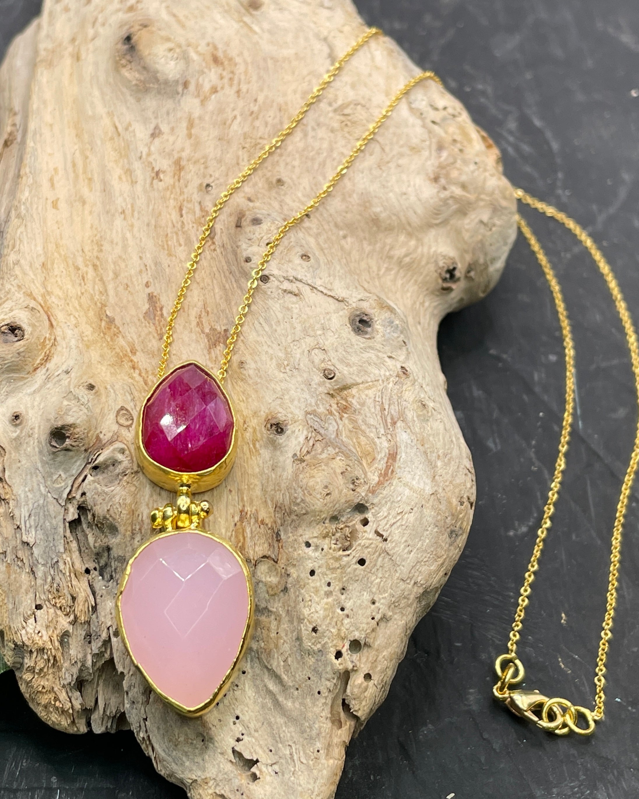 Double Teardrop Ruby Necklace