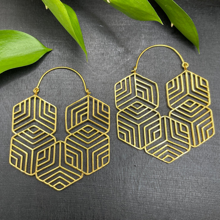 Geometric Art Deco Gold Earrings