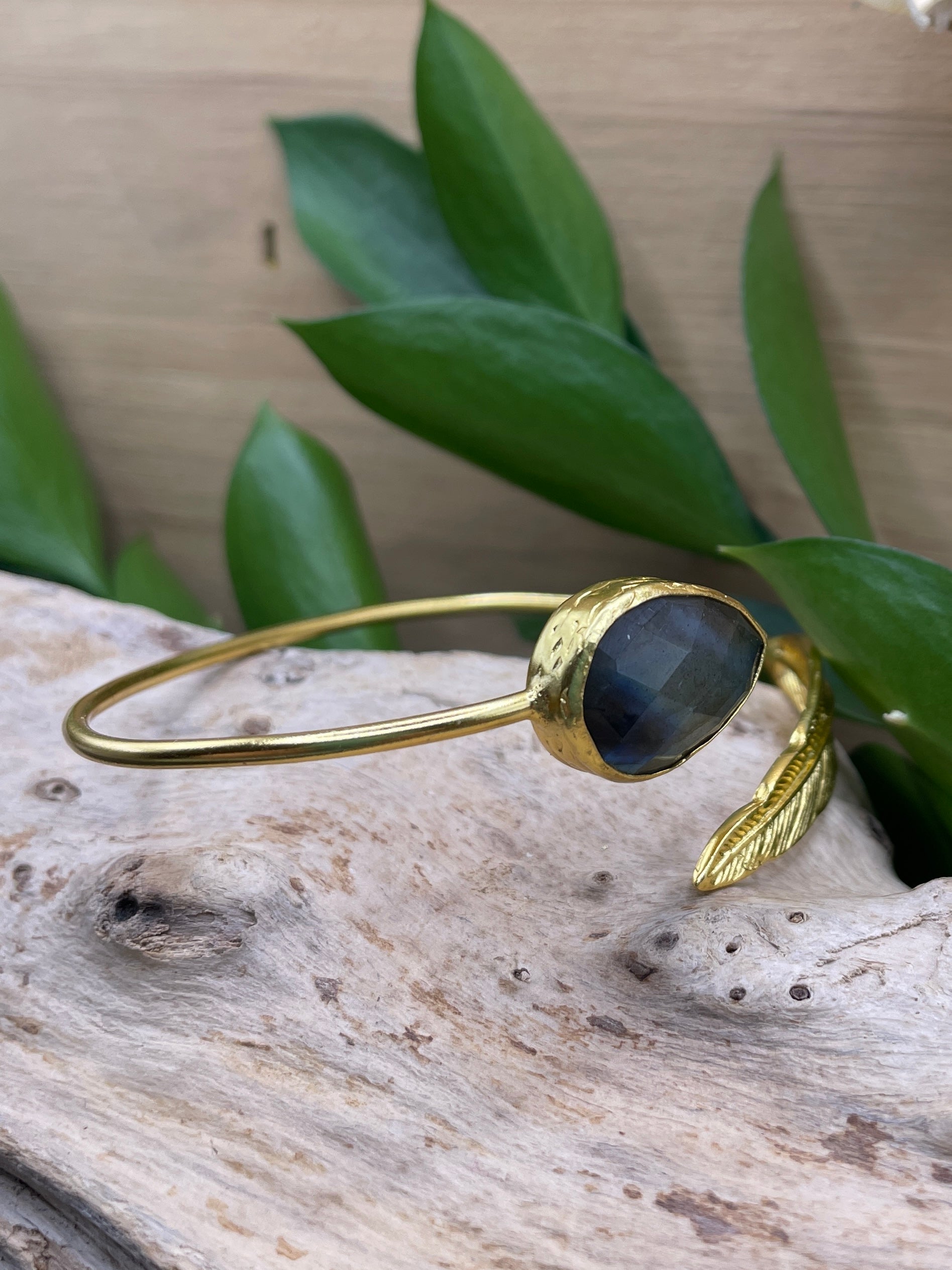 Feather Wrap Stone Bracelet