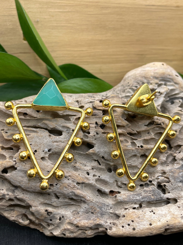Triangle Pointed Stone Earrings