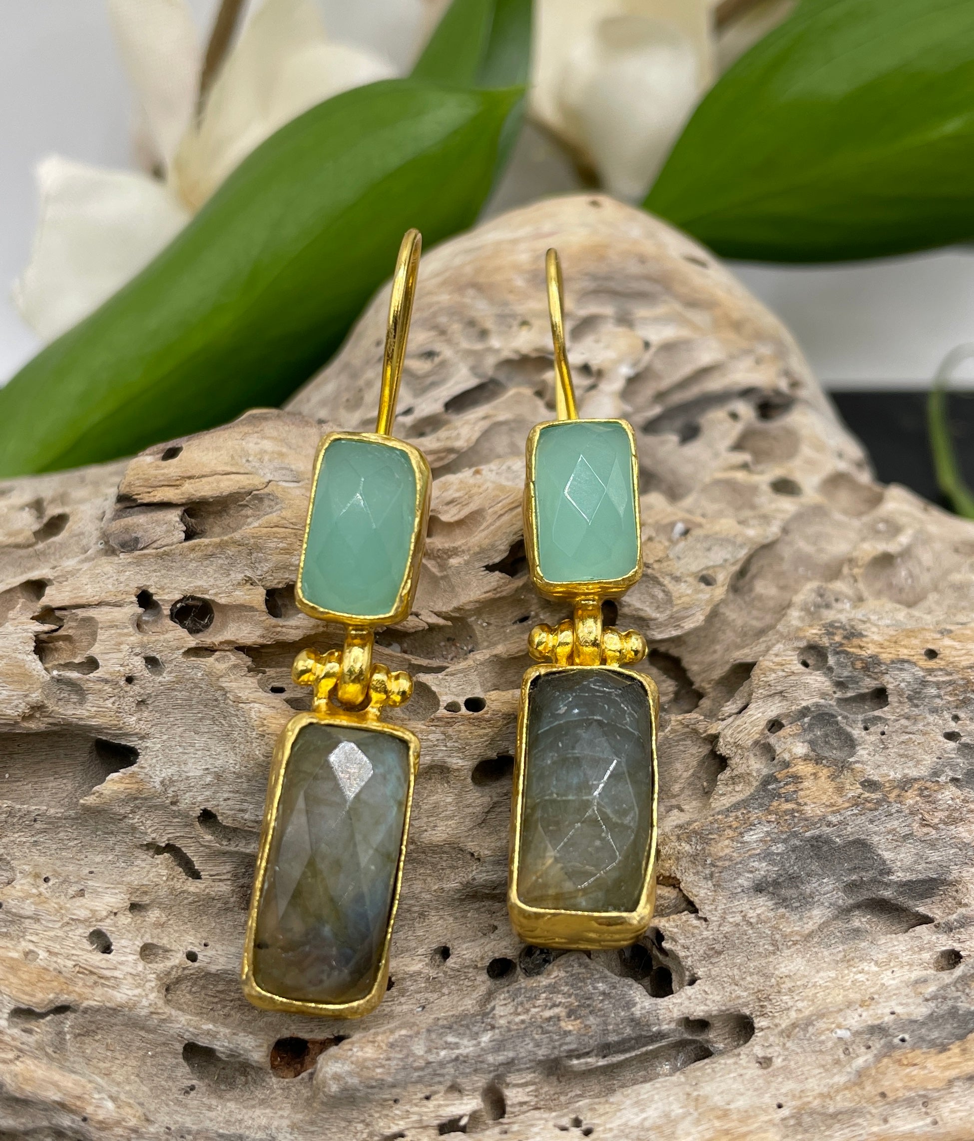 Rectangle Double Stone Earrings