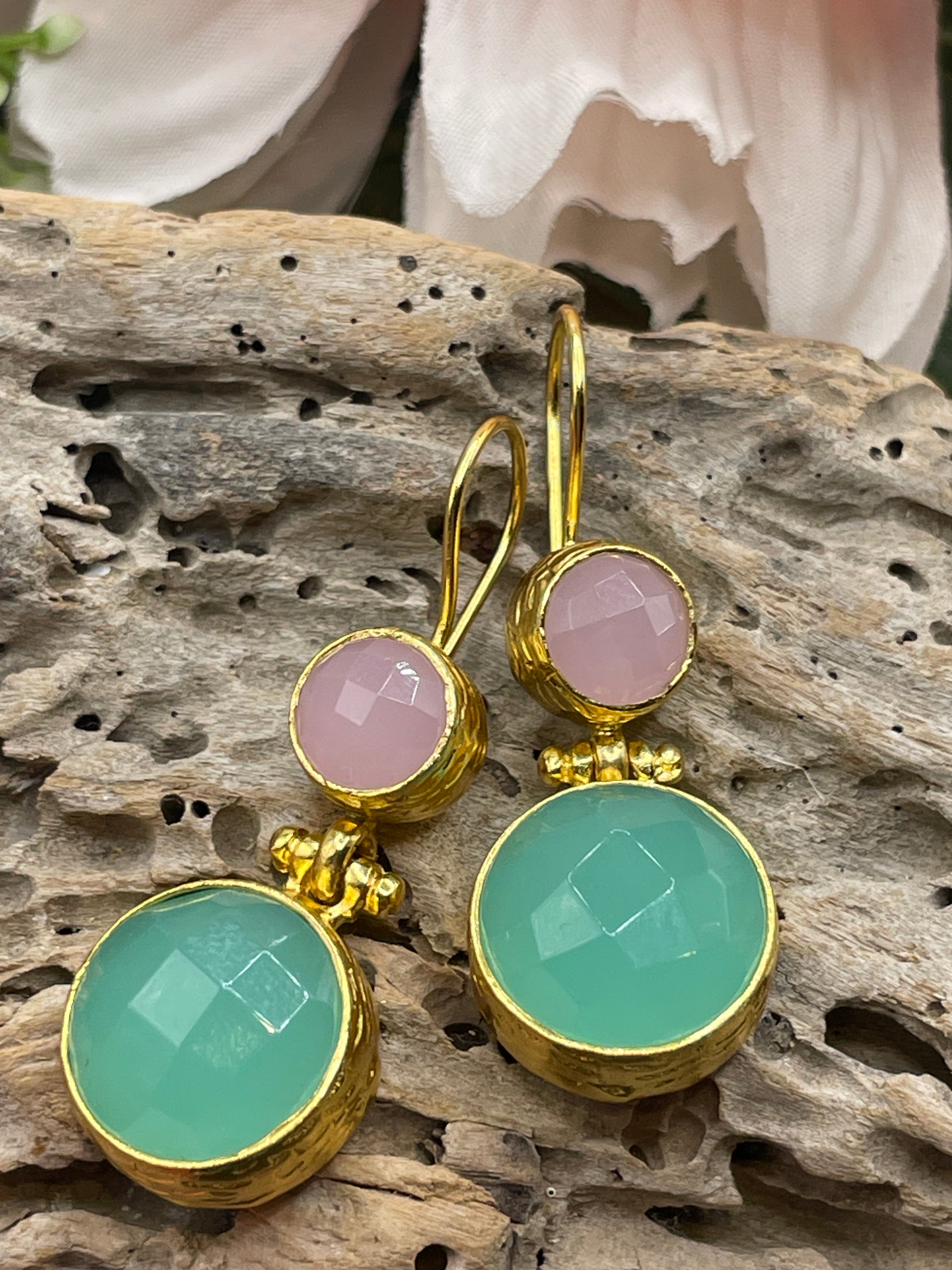 Circle Double Stone Earrings