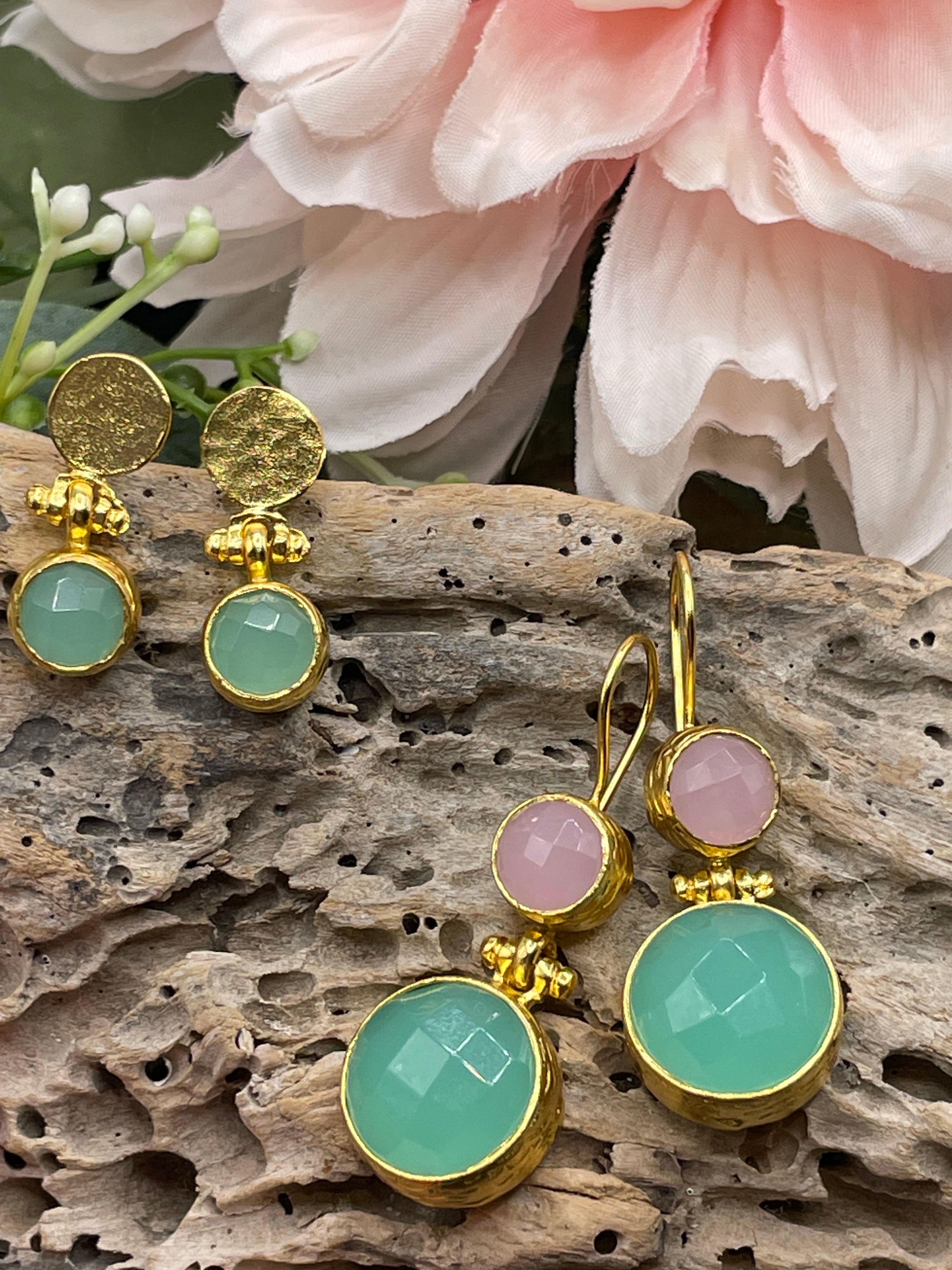 Circle Double Stone Earrings