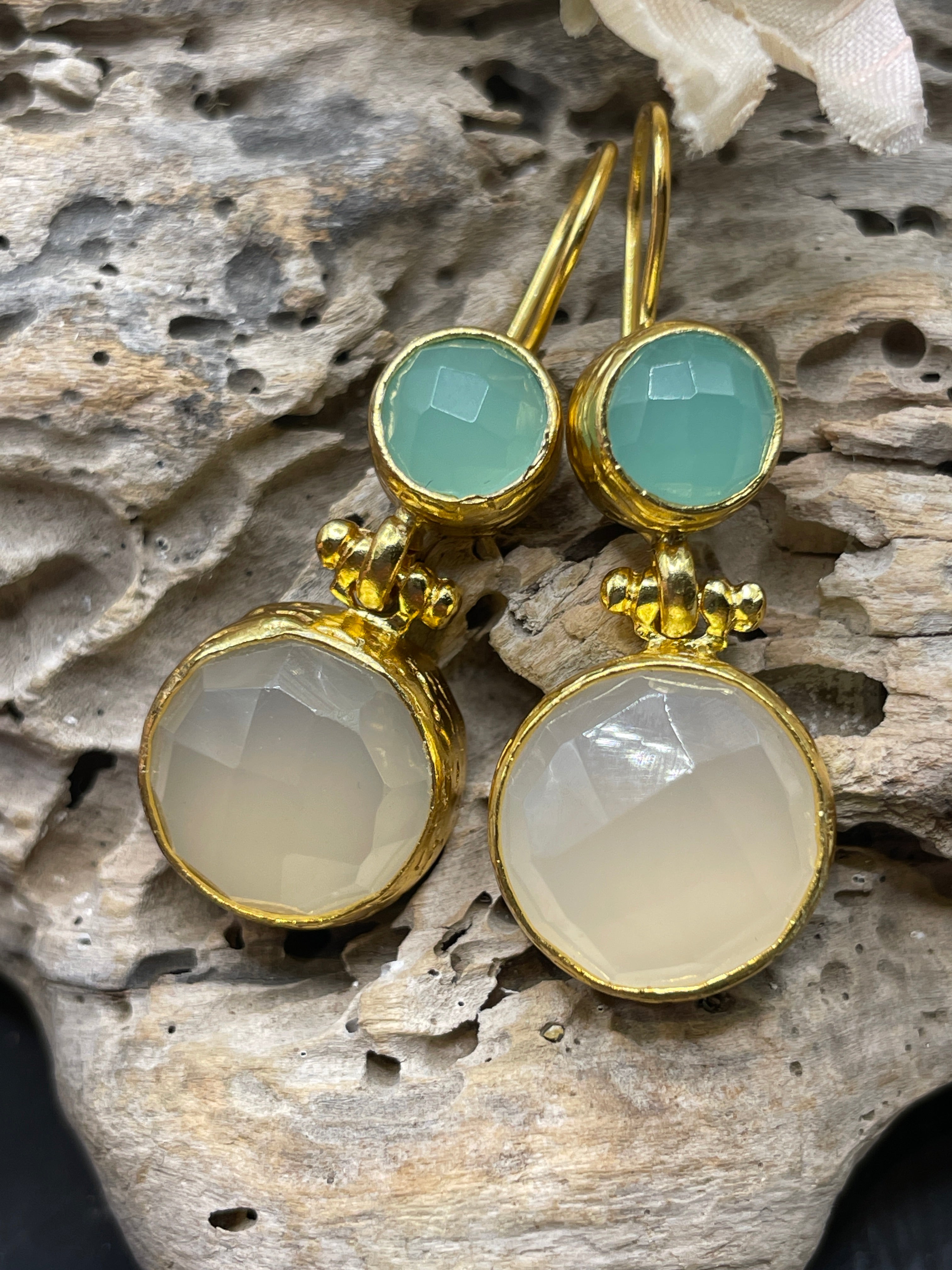 Circle Double Stone Earrings