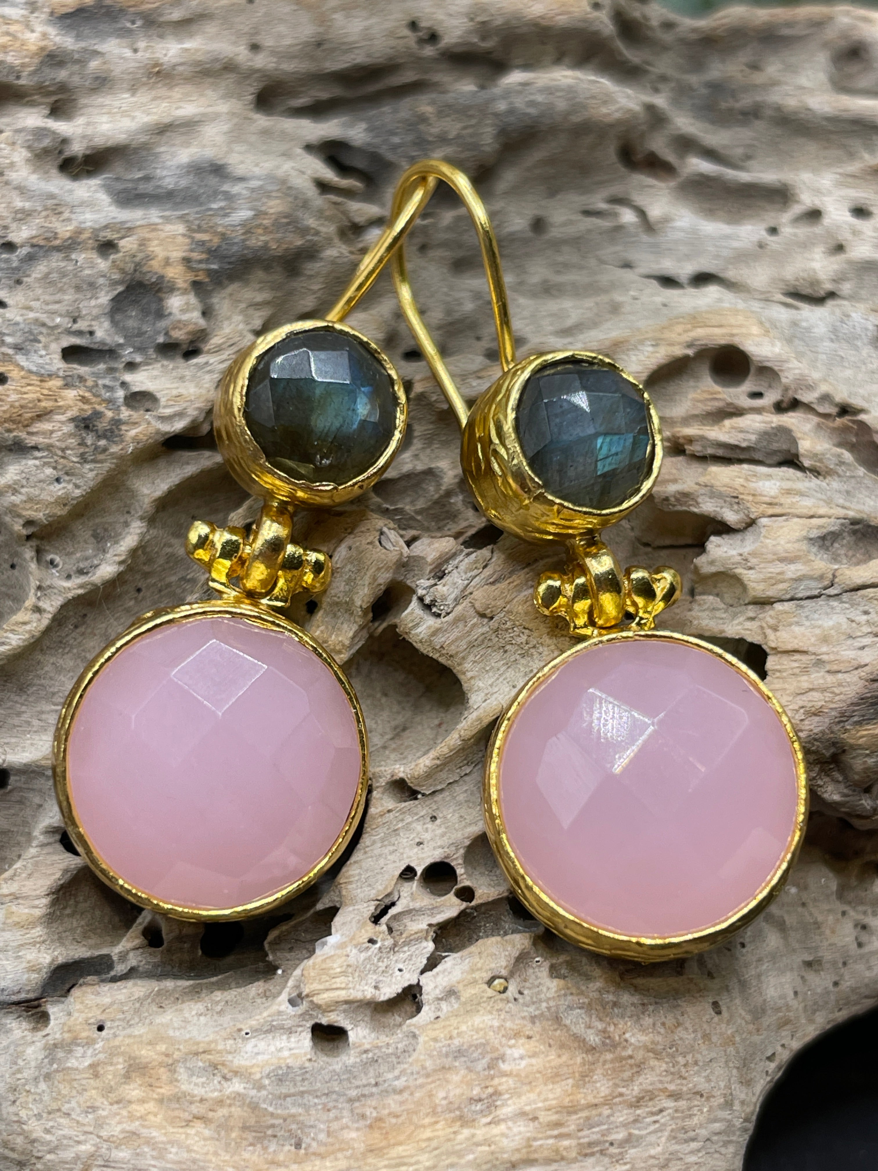 Circle Double Stone Earrings