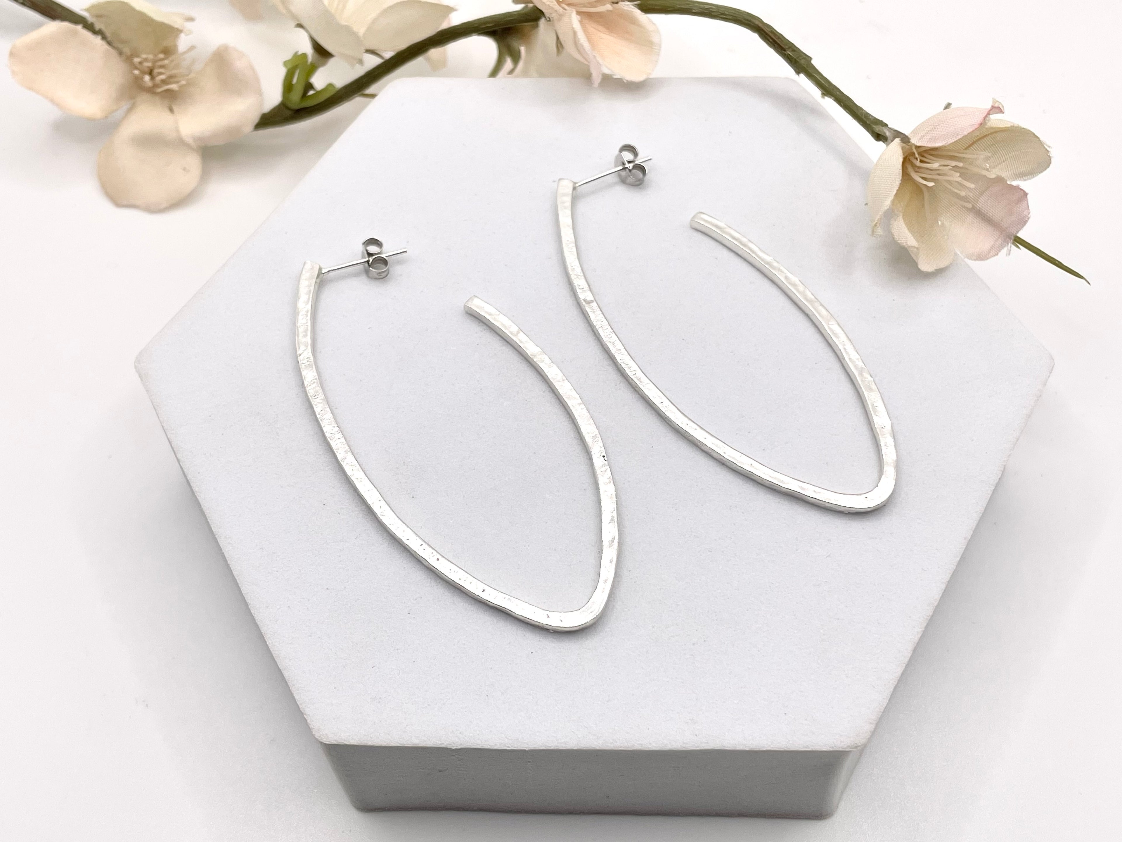 Flat Hammered Hanging Earring