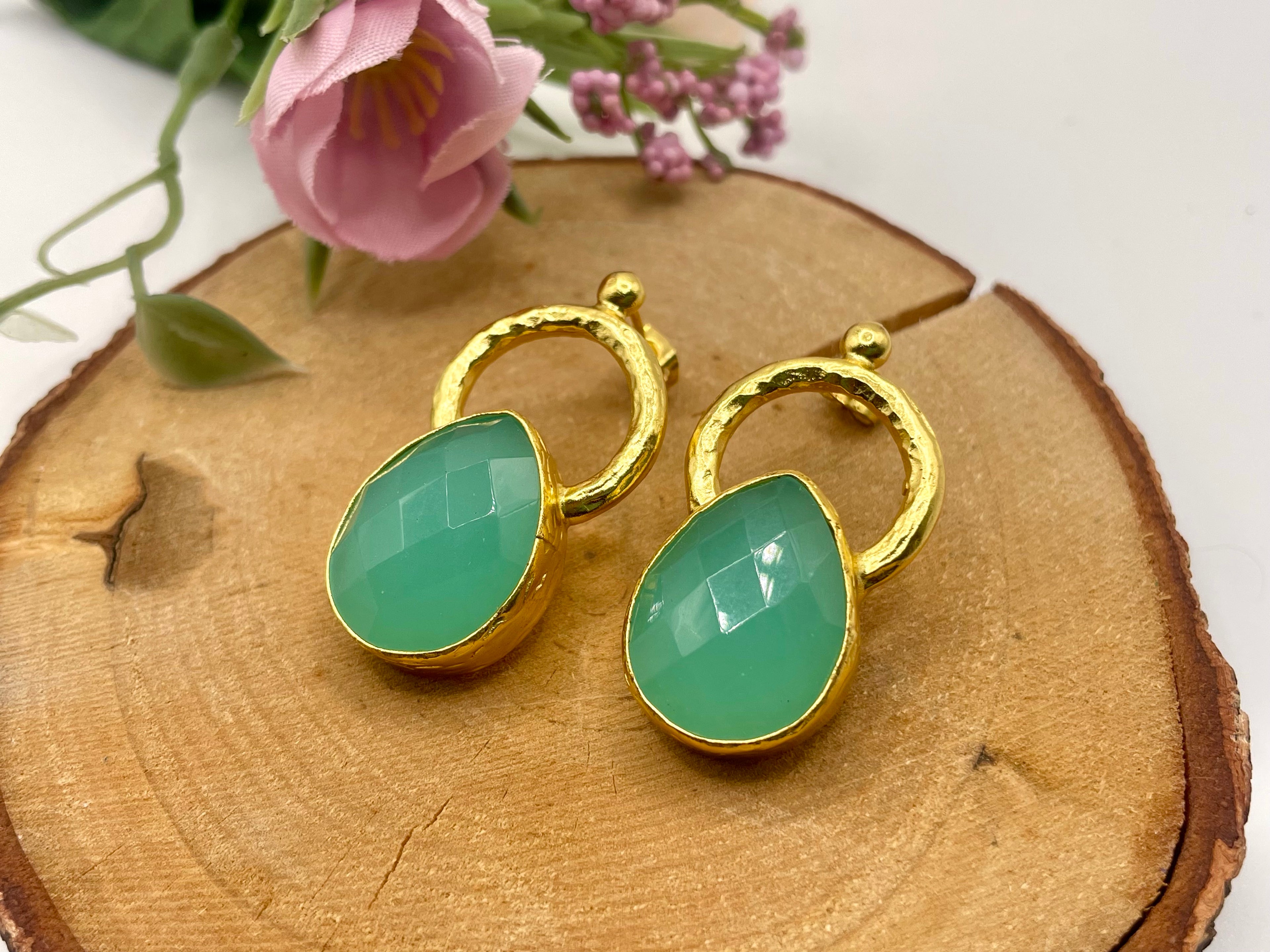 Large Circle Canna Teardrop Earring