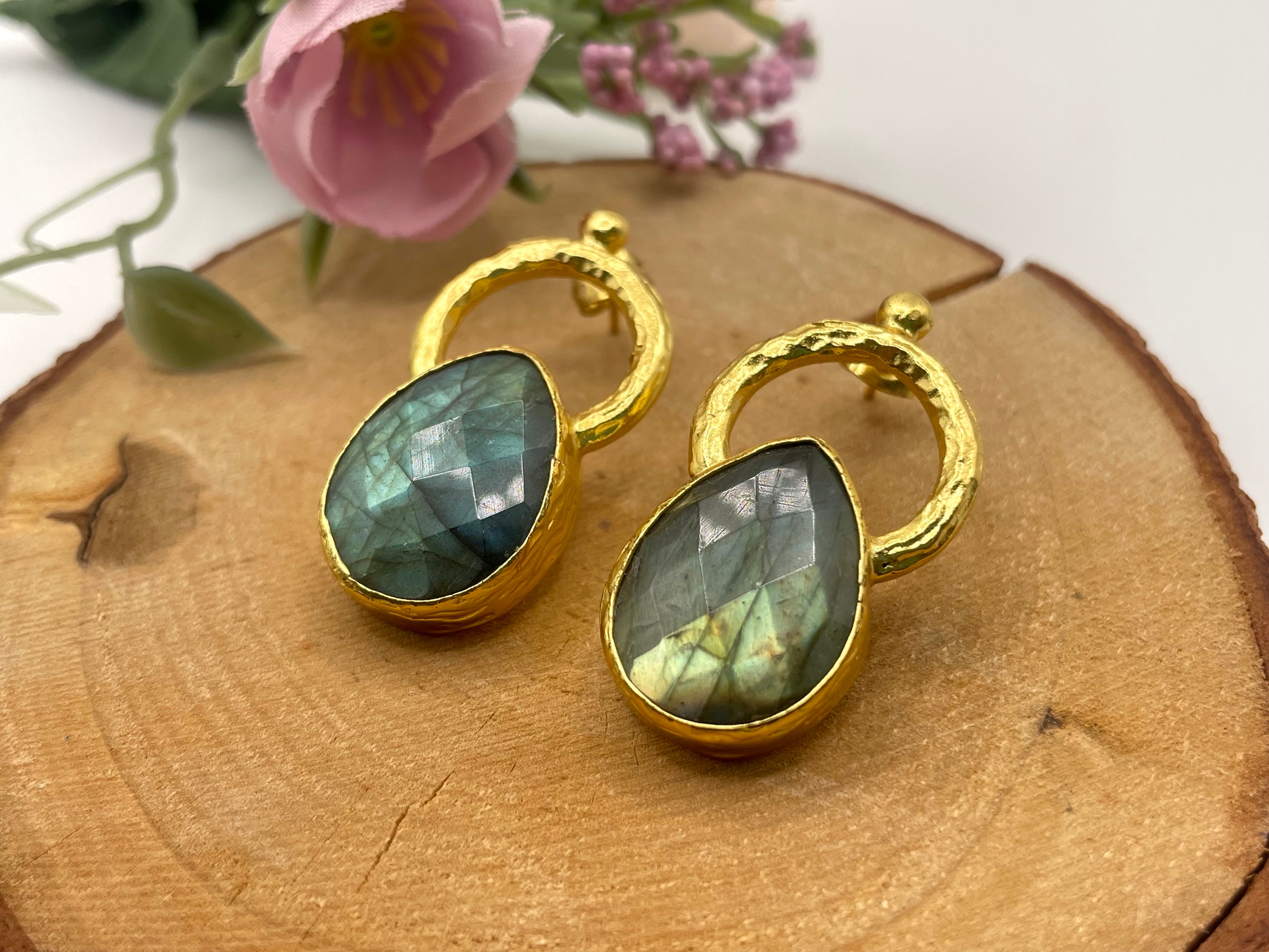 Large Circle Canna Teardrop Earring