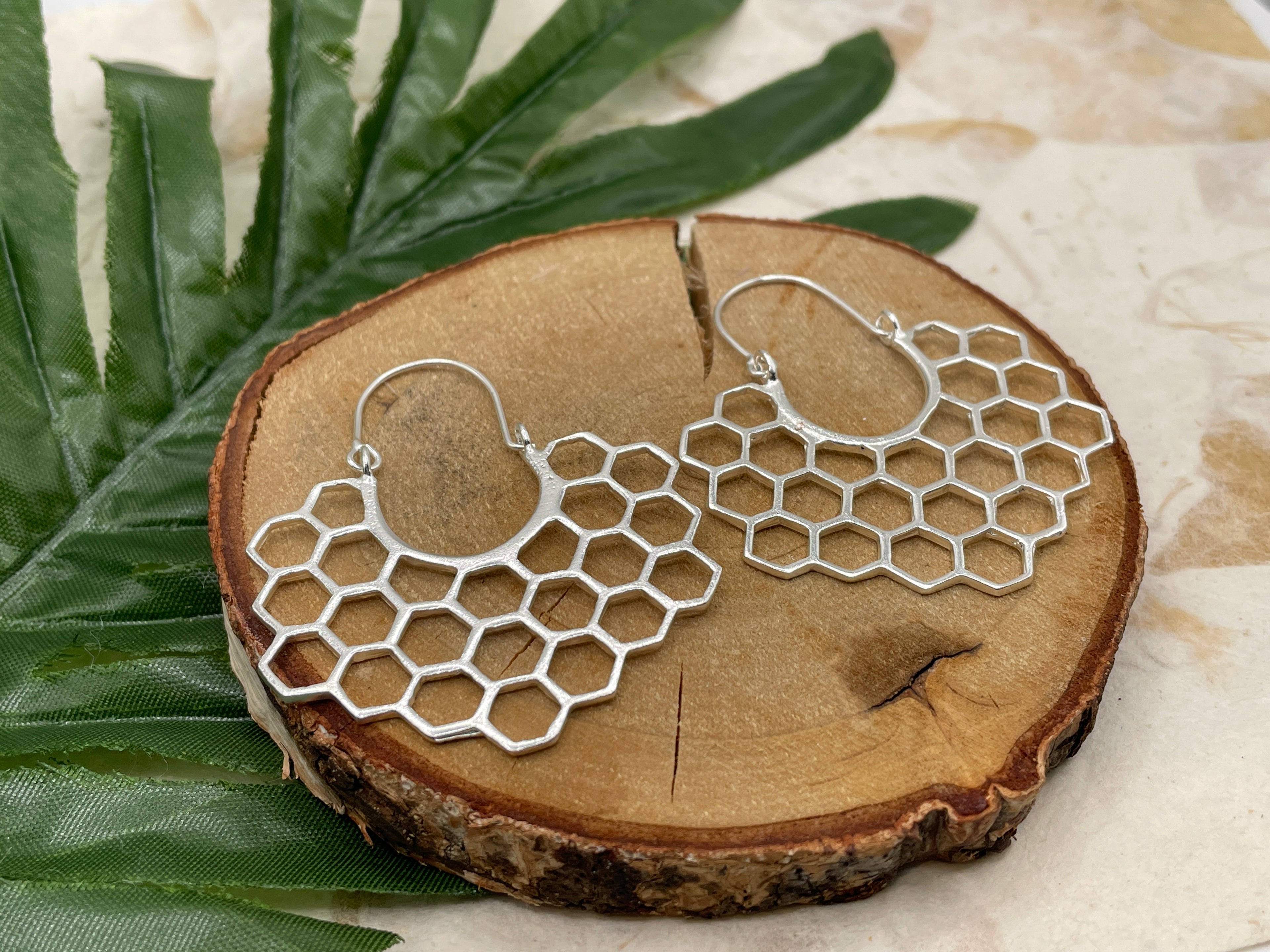 Geometric Honeycomb Gold Earrings