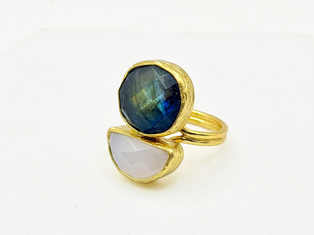 Double Stone Halfmoon Ring