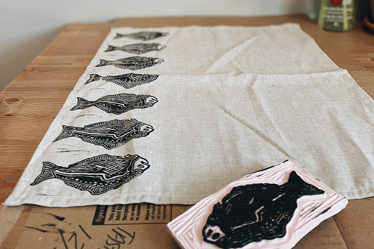 Party Deposit Lino Print Tea Towels & Cards Sept 22 (4-6pm)
