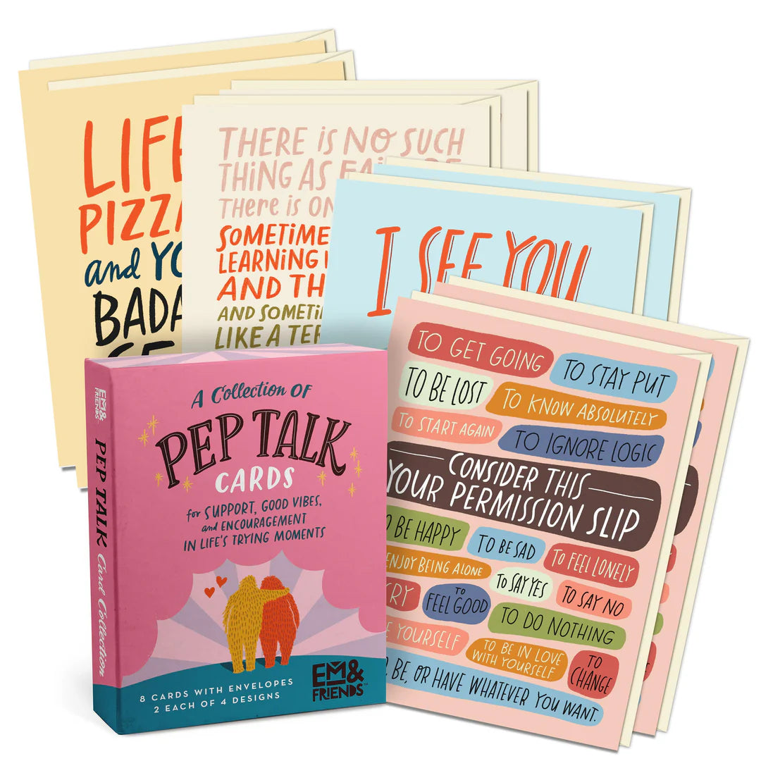 Pep Talk Cards, 8 Assorted Encouragement Cards with Envelopes
