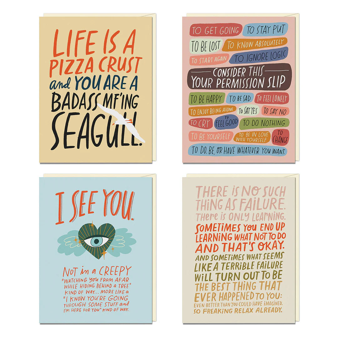 Pep Talk Cards, 8 Assorted Encouragement Cards with Envelopes