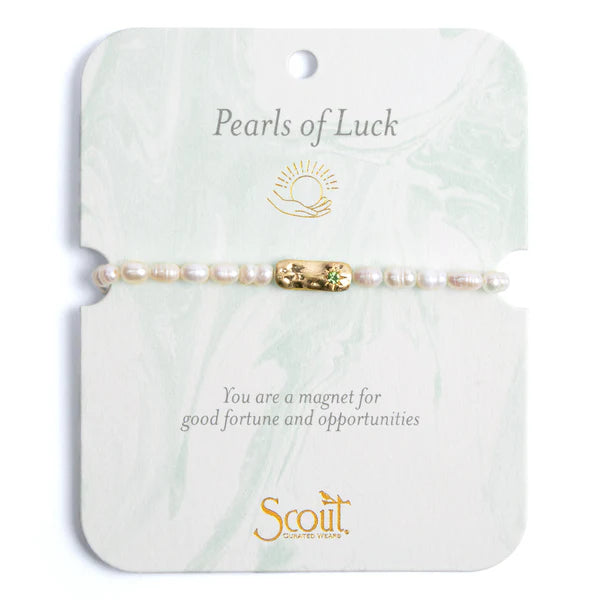 Pearl Affirmation Bracelet - Luck/Gold