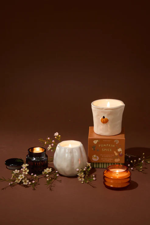 Flaming Pumpkin - White Metallic Pumpkin Candle