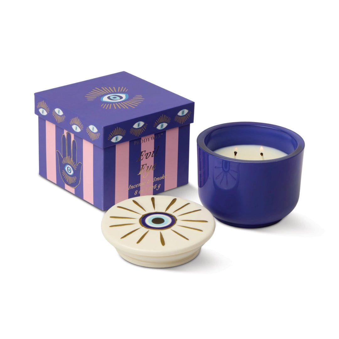 Charmed Candle with Lid - Evil Eye in Incense & Smoke 8oz