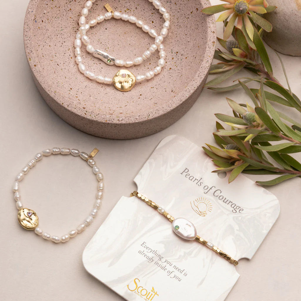 Pearl Affirmation Bracelet - Courage/Silver
