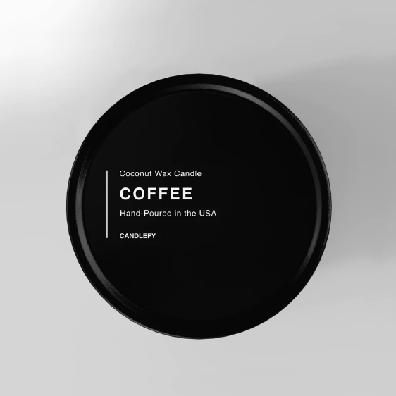 Coffee Natural Wax Scented Candle in Black Travel Tin