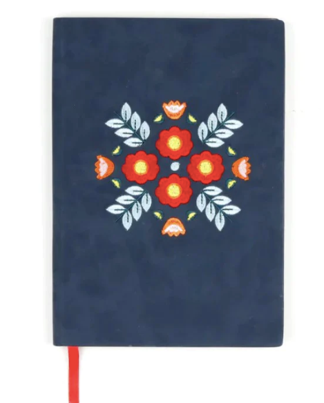 Evelynn Blue Embroidered Notebook