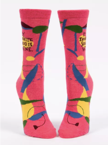 My Favorite Salad is Wine W-Crew Socks