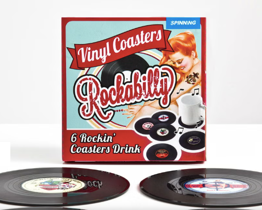 Rockabilly Vinyl Set of 6 Coasters