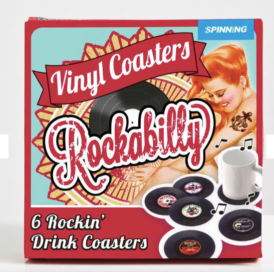 Rockabilly Vinyl Set of 6 Coasters