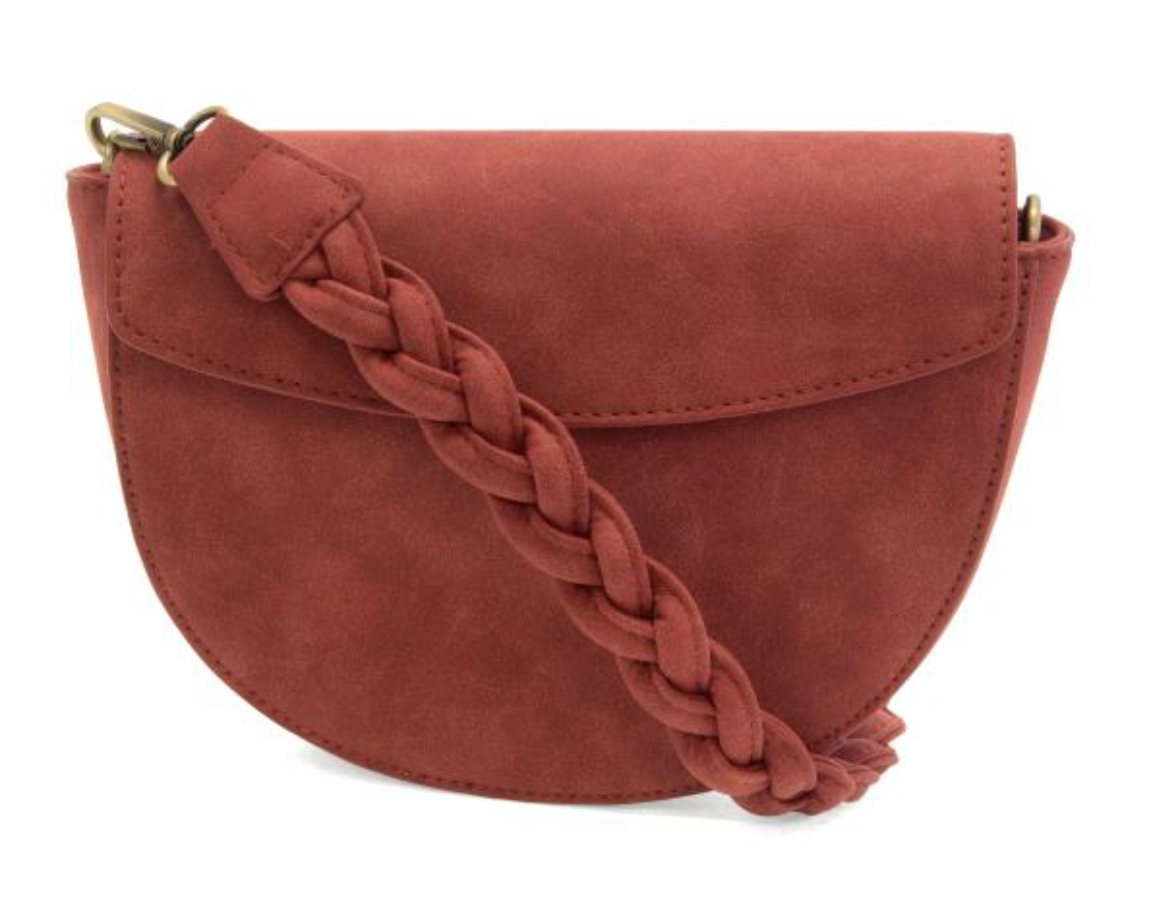 Rust Luna Crescent Crossbody w/ Braided Strap