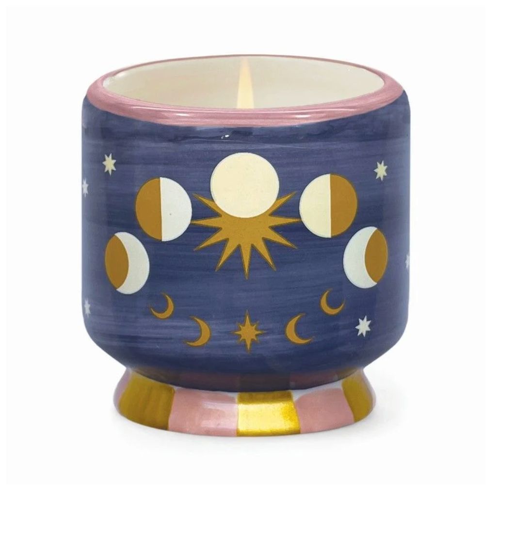 "Moon Phases" Jasmine and Rose Ceramic Adopo 8oz Candle