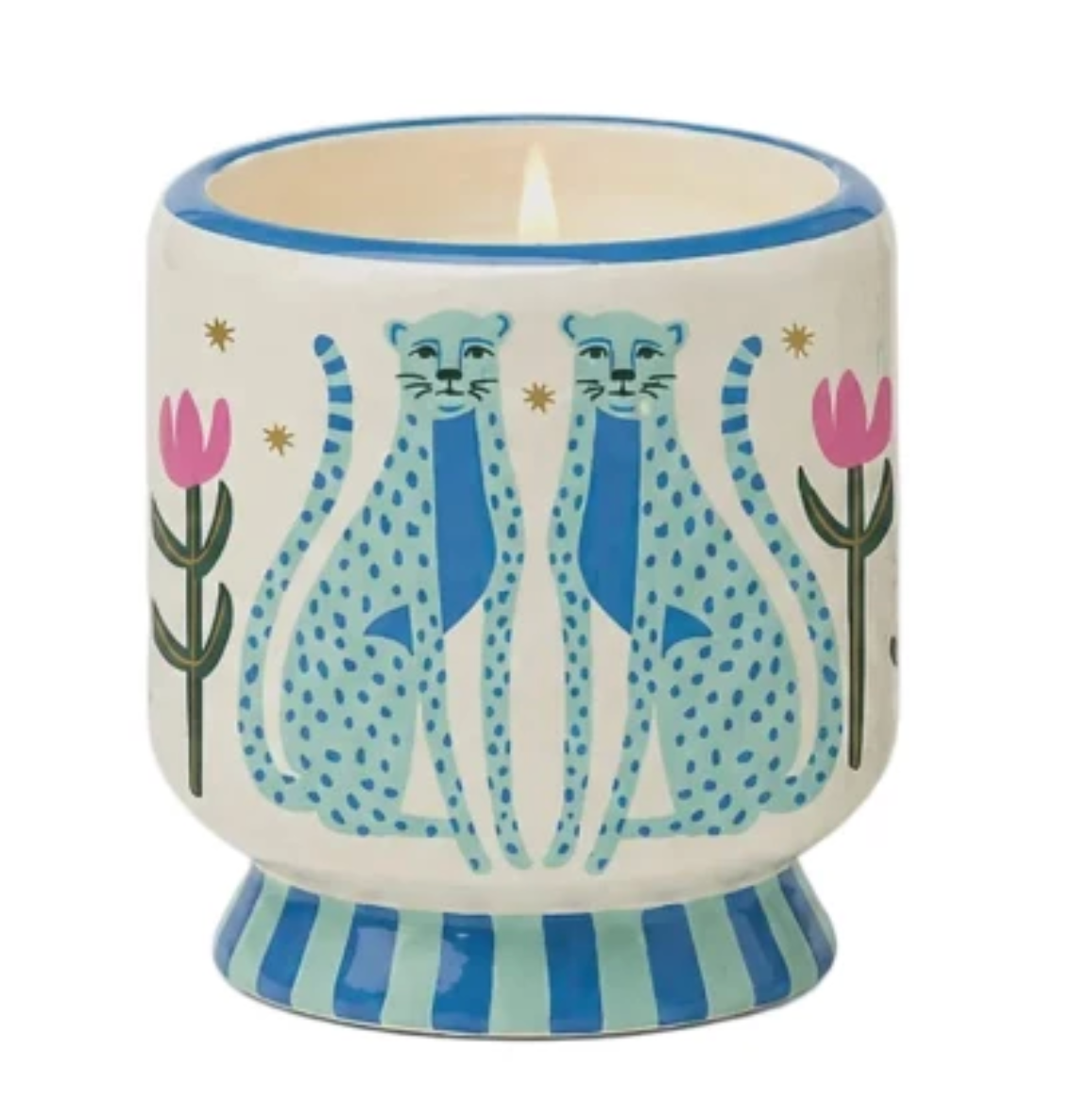 "Blue Cheetahs"  Ceramic Adopo 8oz Candle
