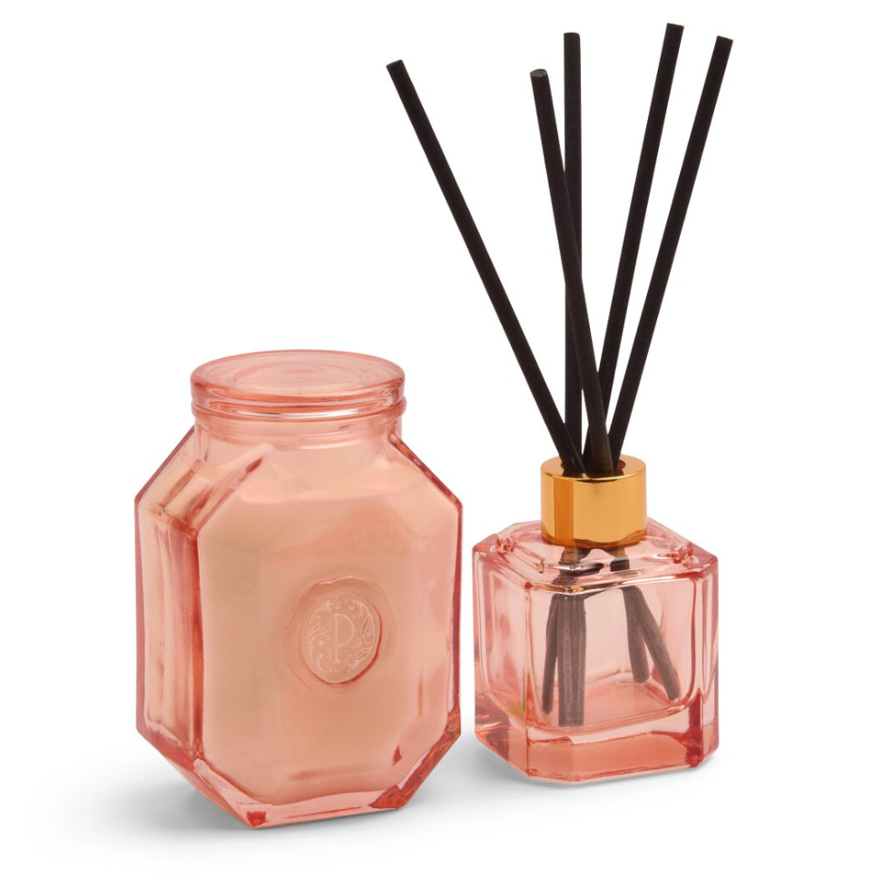 Botanica 2.88 Fl Oz Pink Transparent Glass Diffuser - Saffron Rose