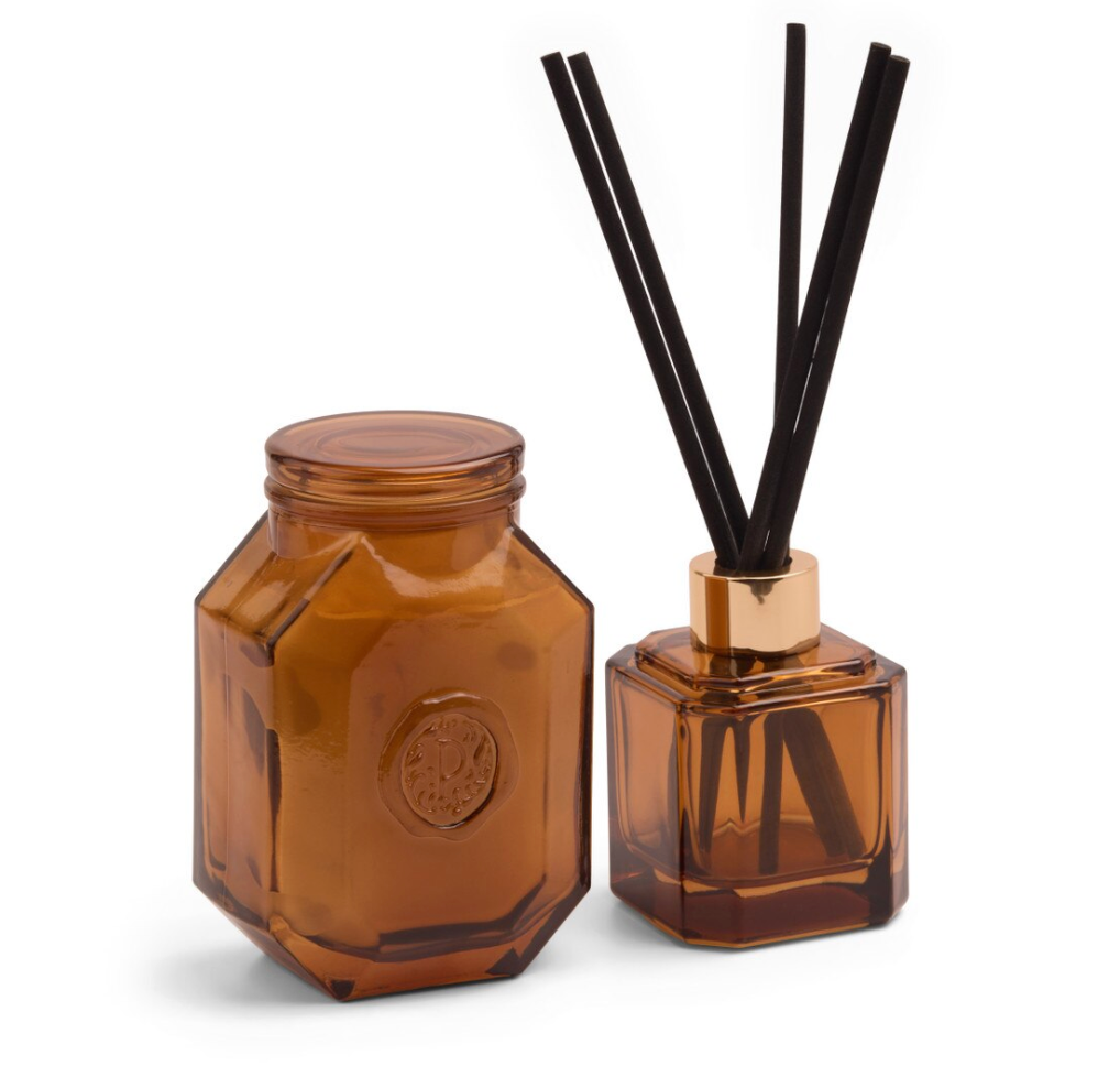 Botanica 2.88 Fl Oz Amber Transparent Glass Diffuser - Leather & Smoke