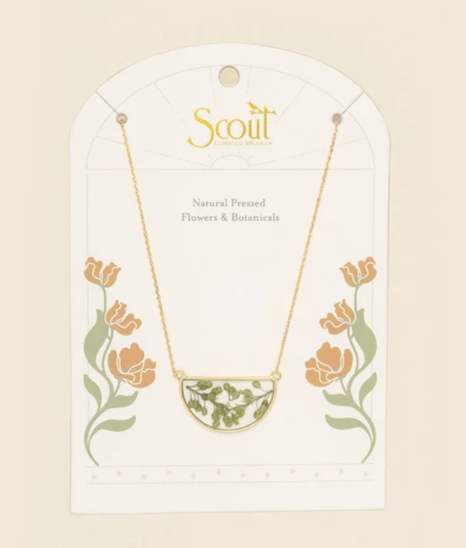 PepperGrass Pressed Flower Necklace in Gold
