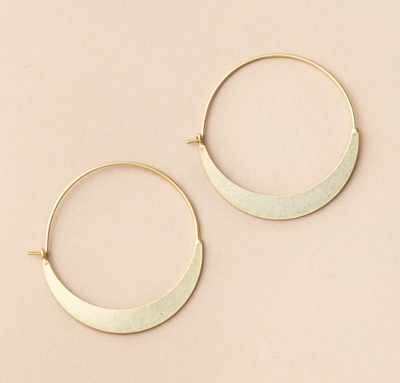 Gold Crescent Hoop Earrings