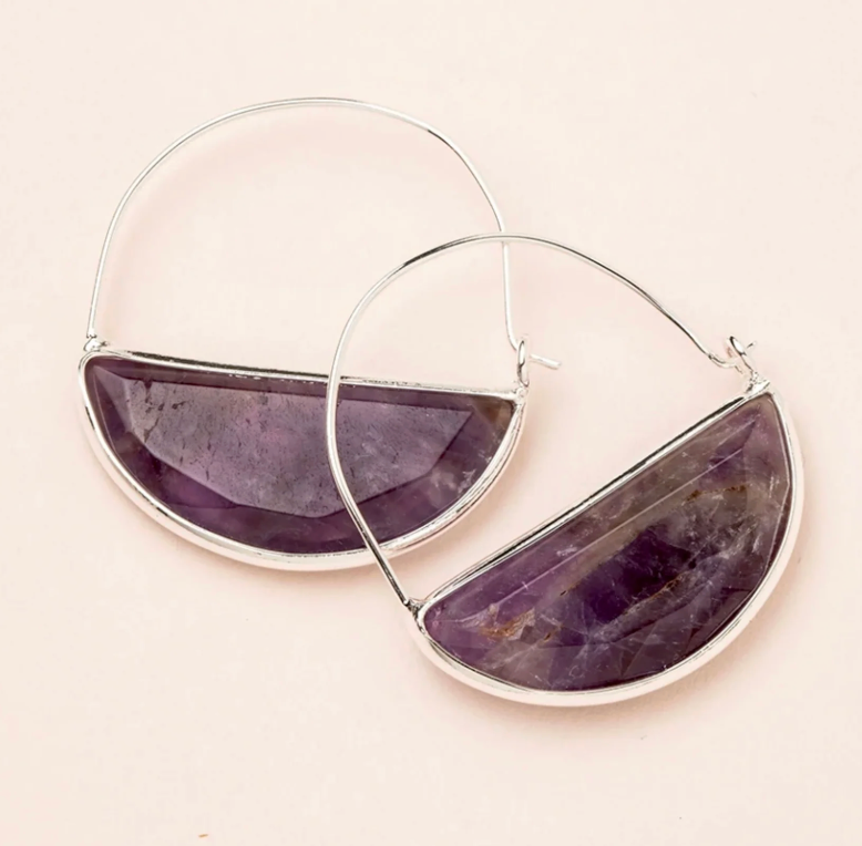 Stone Prism Hoop Earrings