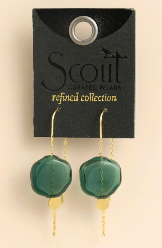 Refined Glass Organic Threader Earrings