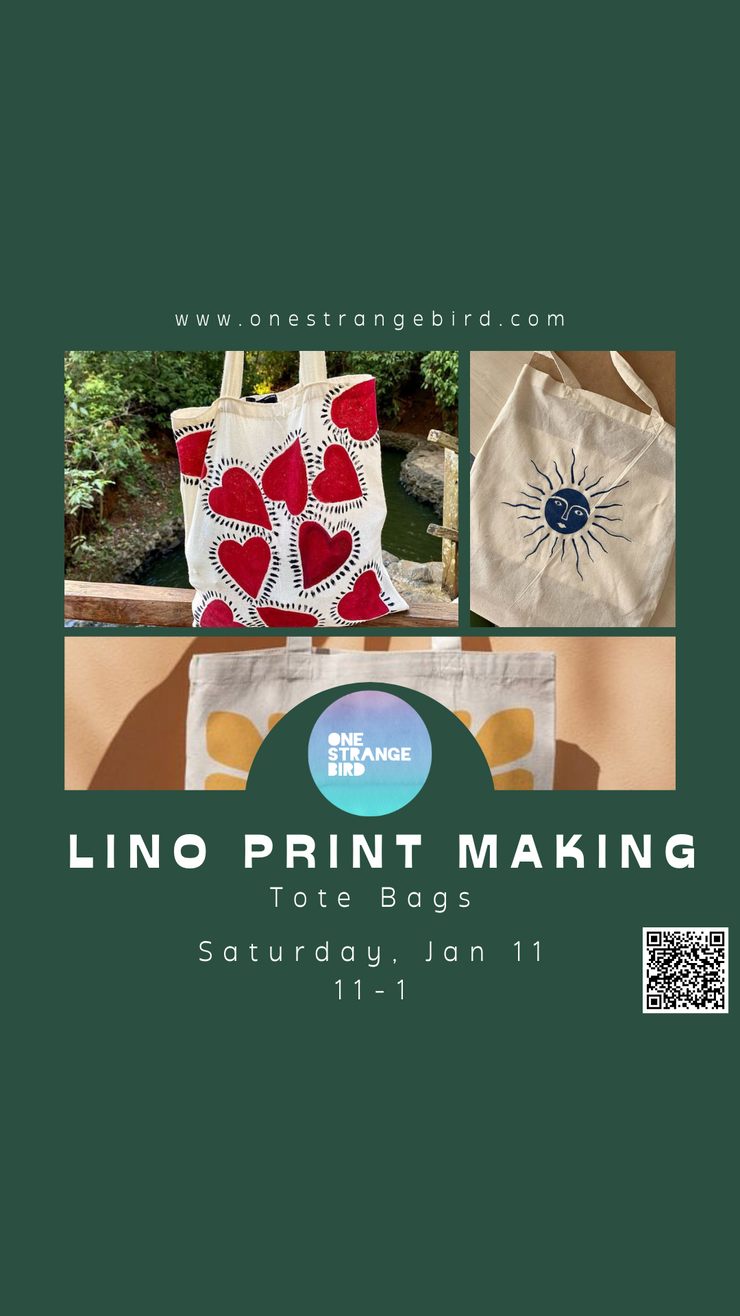 Tote bag Printmaking Workshop- Jan 11th (11am-1pm)