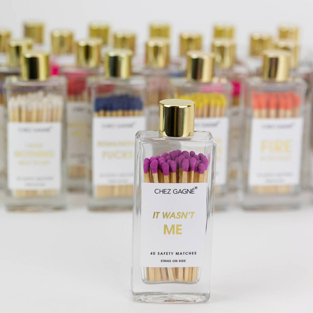 It Wasn't Me Matches - Glass Bottle Matchsticks - Bright Purple