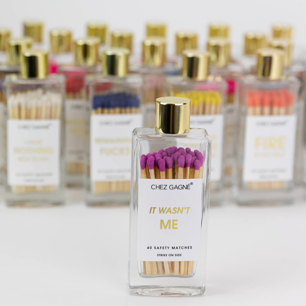 It Wasn't Me Matches - Glass Bottle Matchsticks - Bright Purple