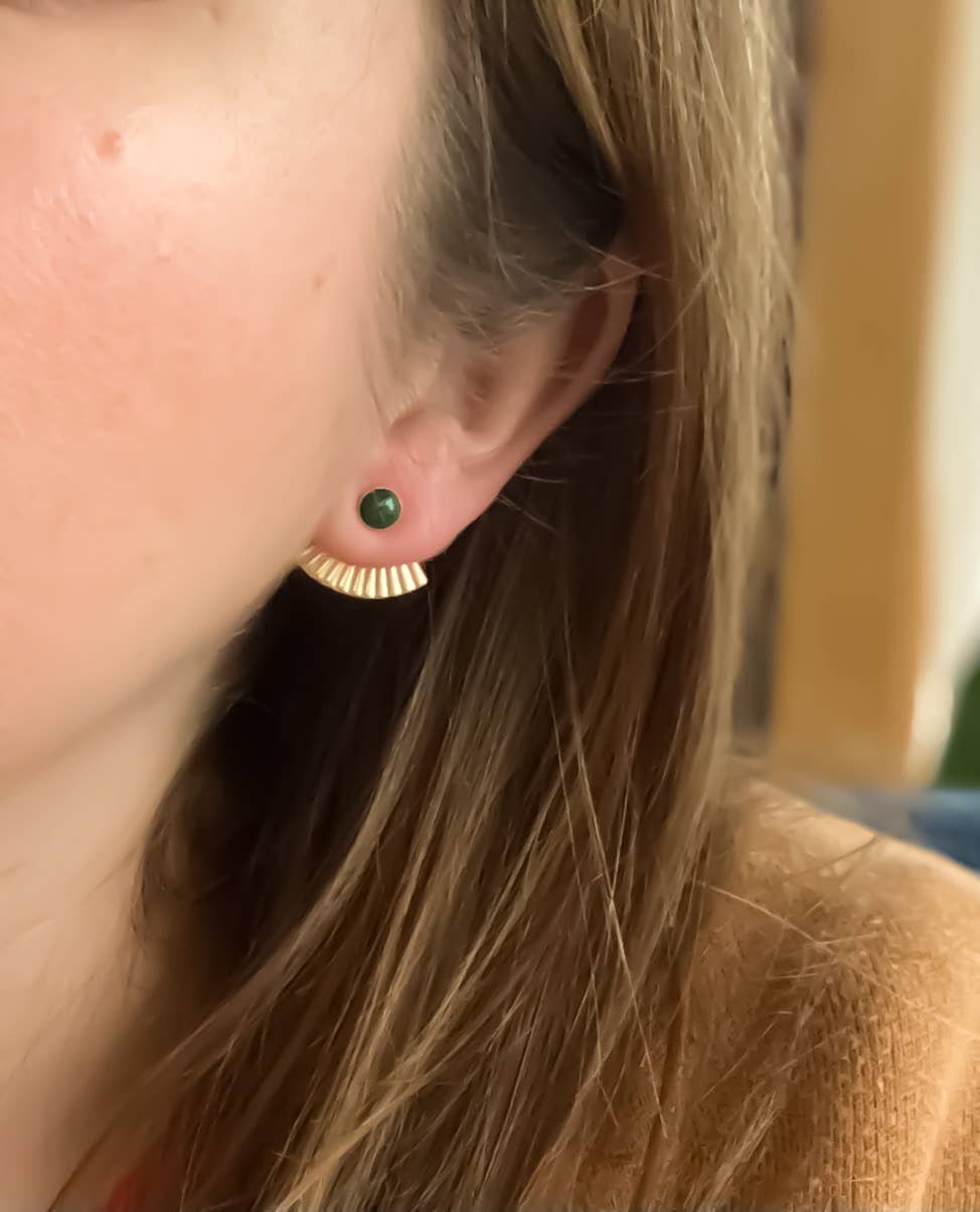 Malachite Mini Pleat Jacket Earrings